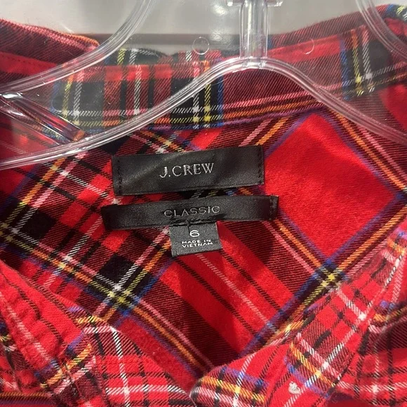 J Crew red plaid button down long sleeve shirt - Picture 2 of 5